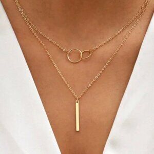 14K Gold filled circle lariat necklace